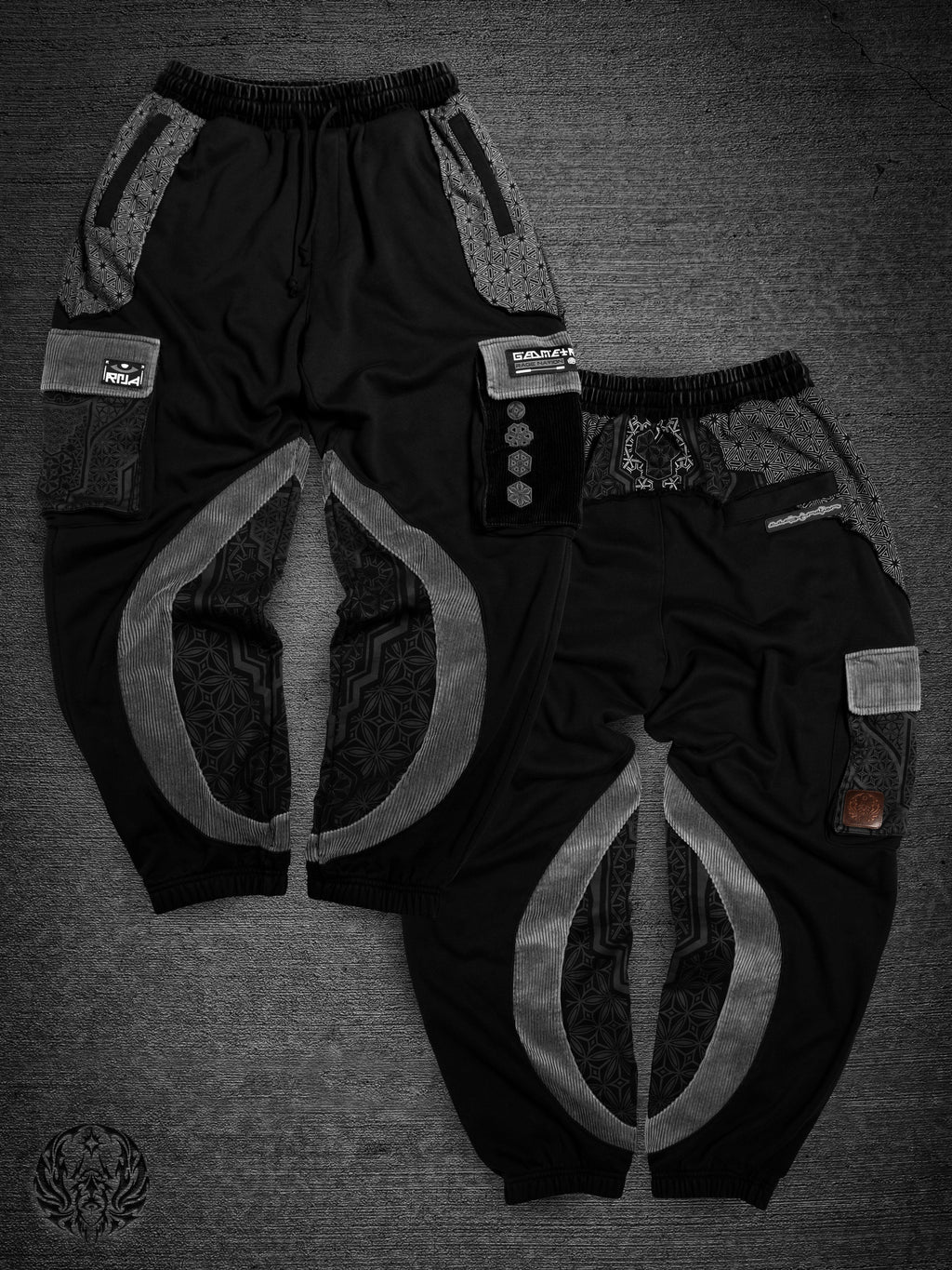 GEOMETRY OF BEING ✦ Black/Gray ✦ Corduroy Flow Joggers