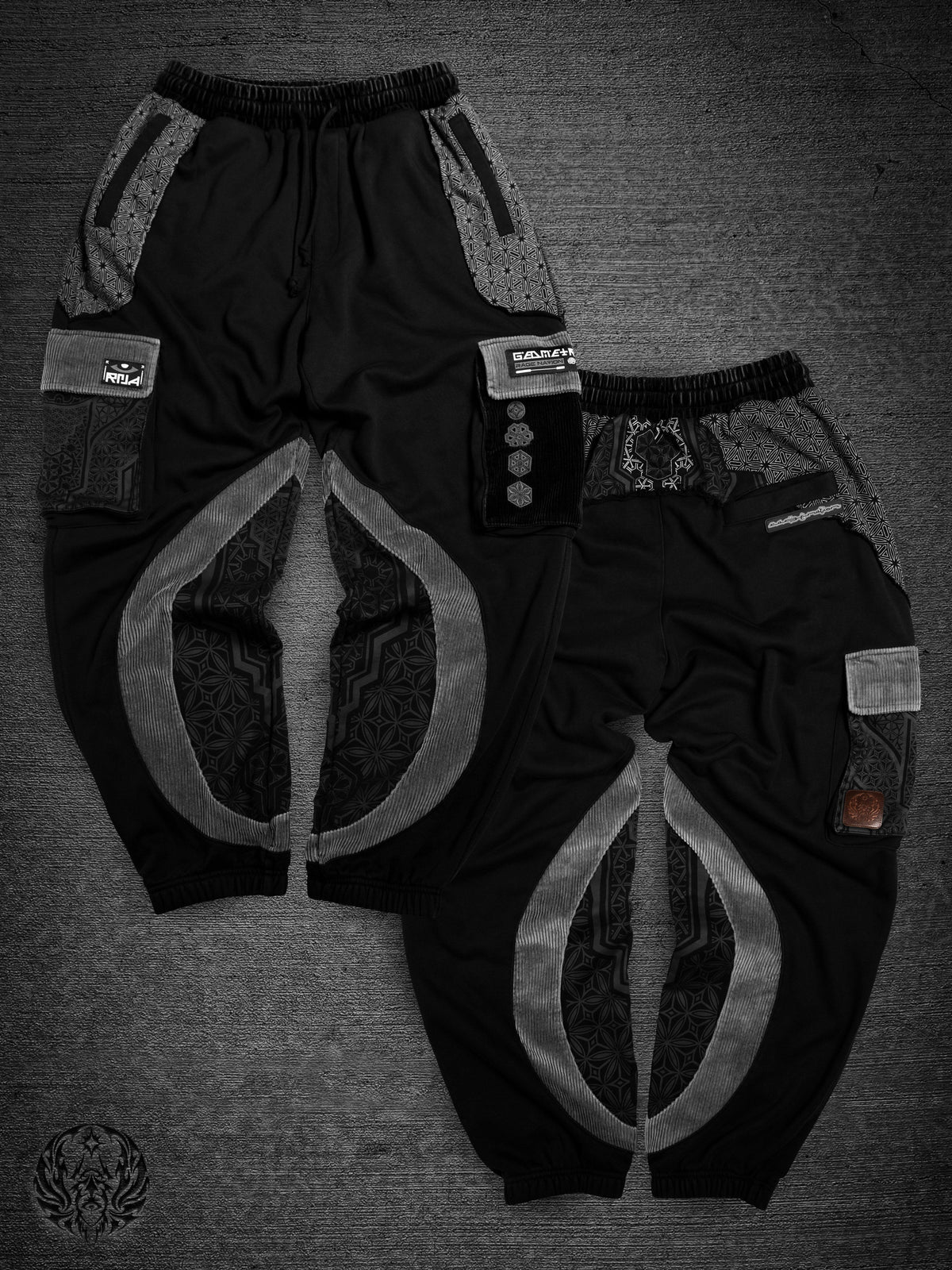 GEOMETRY OF BEING ✦ Black/Gray ✦ Corduroy Flow Joggers