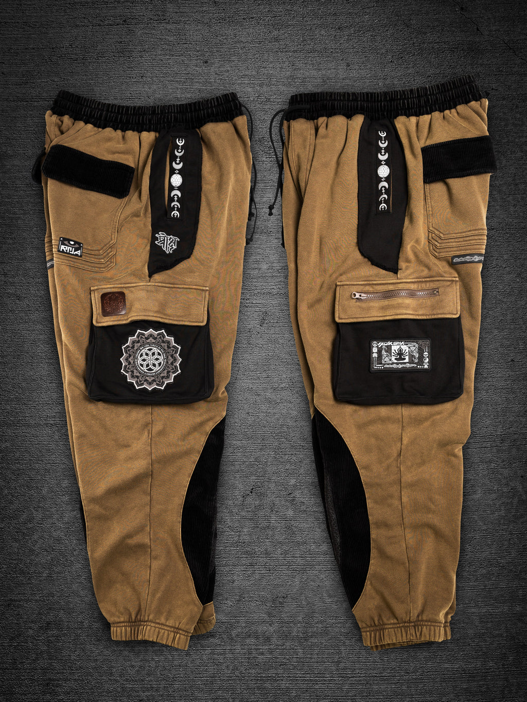 MOKSHA मोक्ष ✦ Tan/Black ✦ Corduroy Flow Joggers