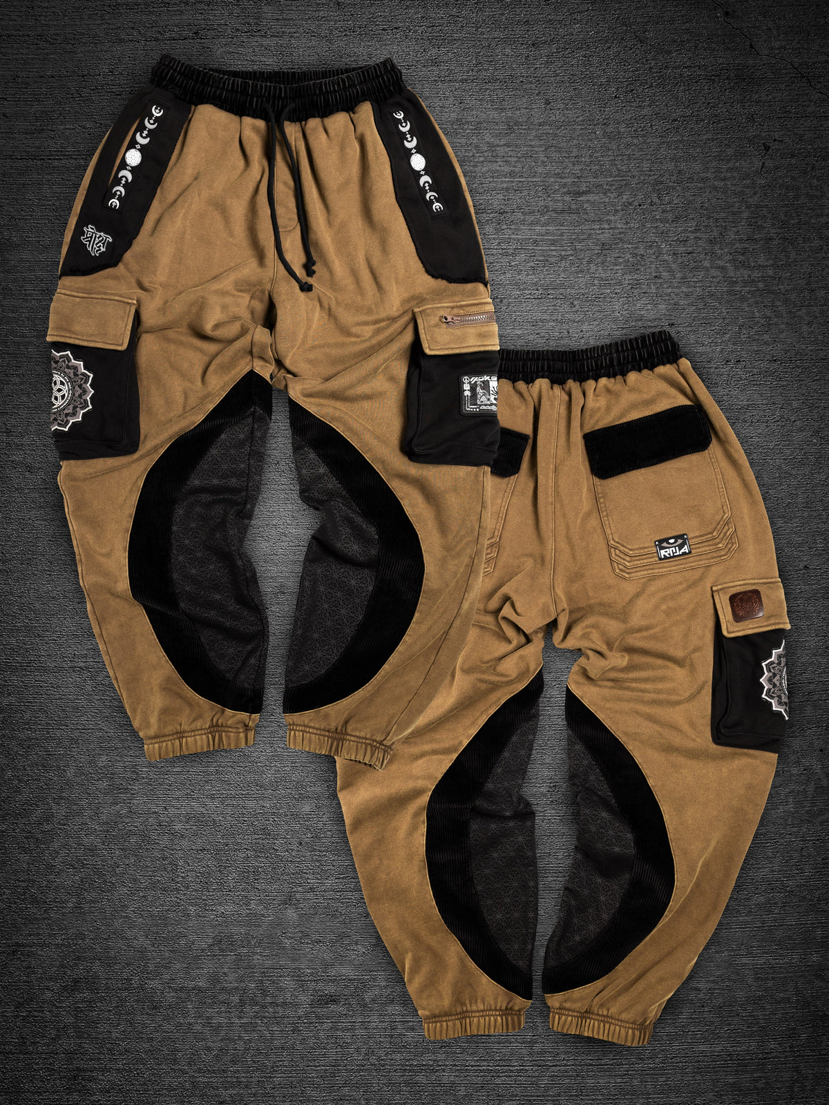 MOKSHA मोक्ष ✦ Tan/Black ✦ Corduroy Flow Joggers