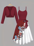 Midnight Bloom 2-Piece Midi Dress Set