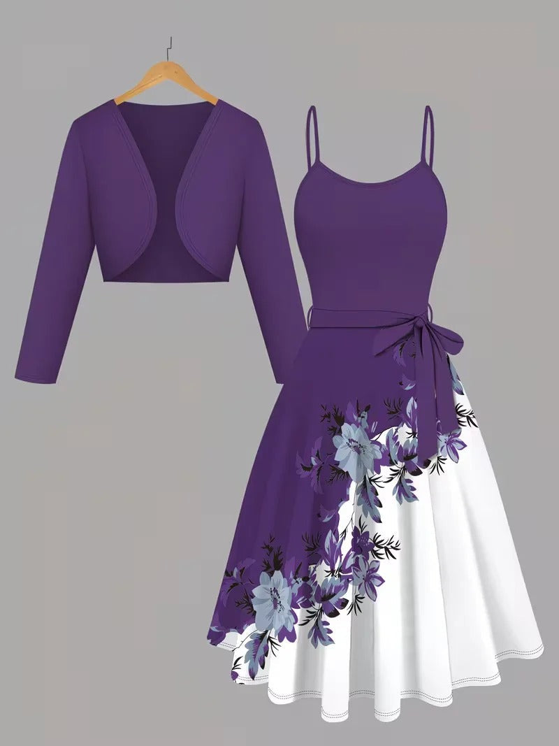 Midnight Bloom 2-Piece Midi Dress Set