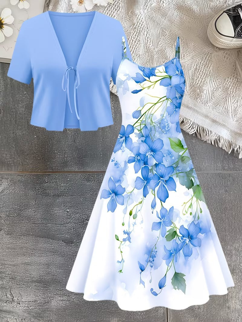 Midnight Bloom 2-Piece Midi Dress Set