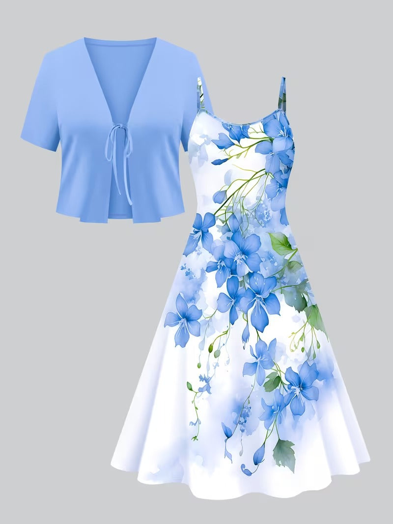 Midnight Bloom 2-Piece Midi Dress Set