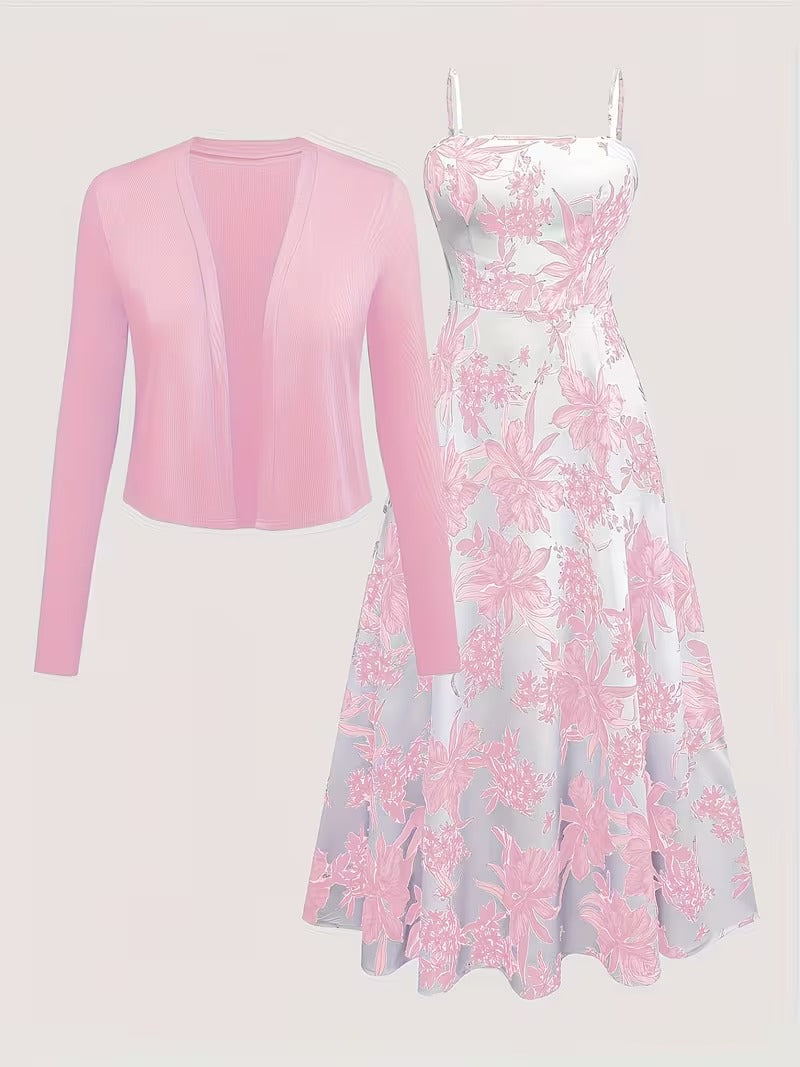 Midnight Bloom 2-Piece Midi Dress Set