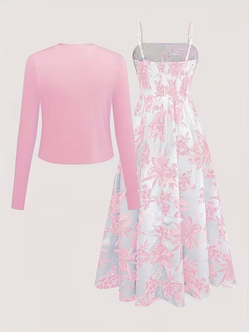 Midnight Bloom 2-Piece Midi Dress Set
