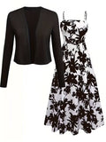 Midnight Bloom 2-Piece Midi Dress Set