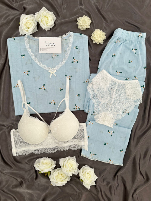 Blue Daisy Pajama Set