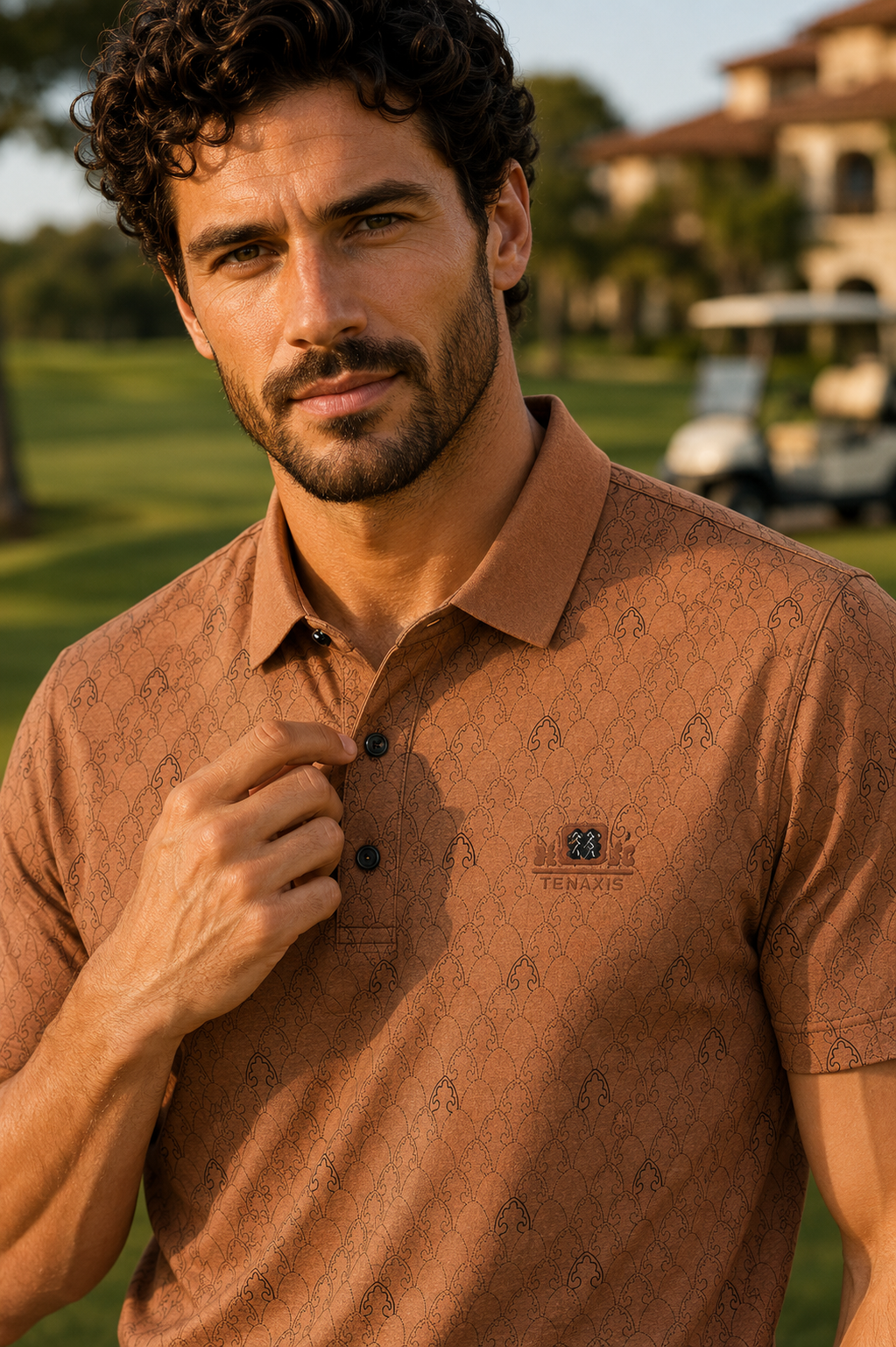 Teal Textured Slim-Fit Polo