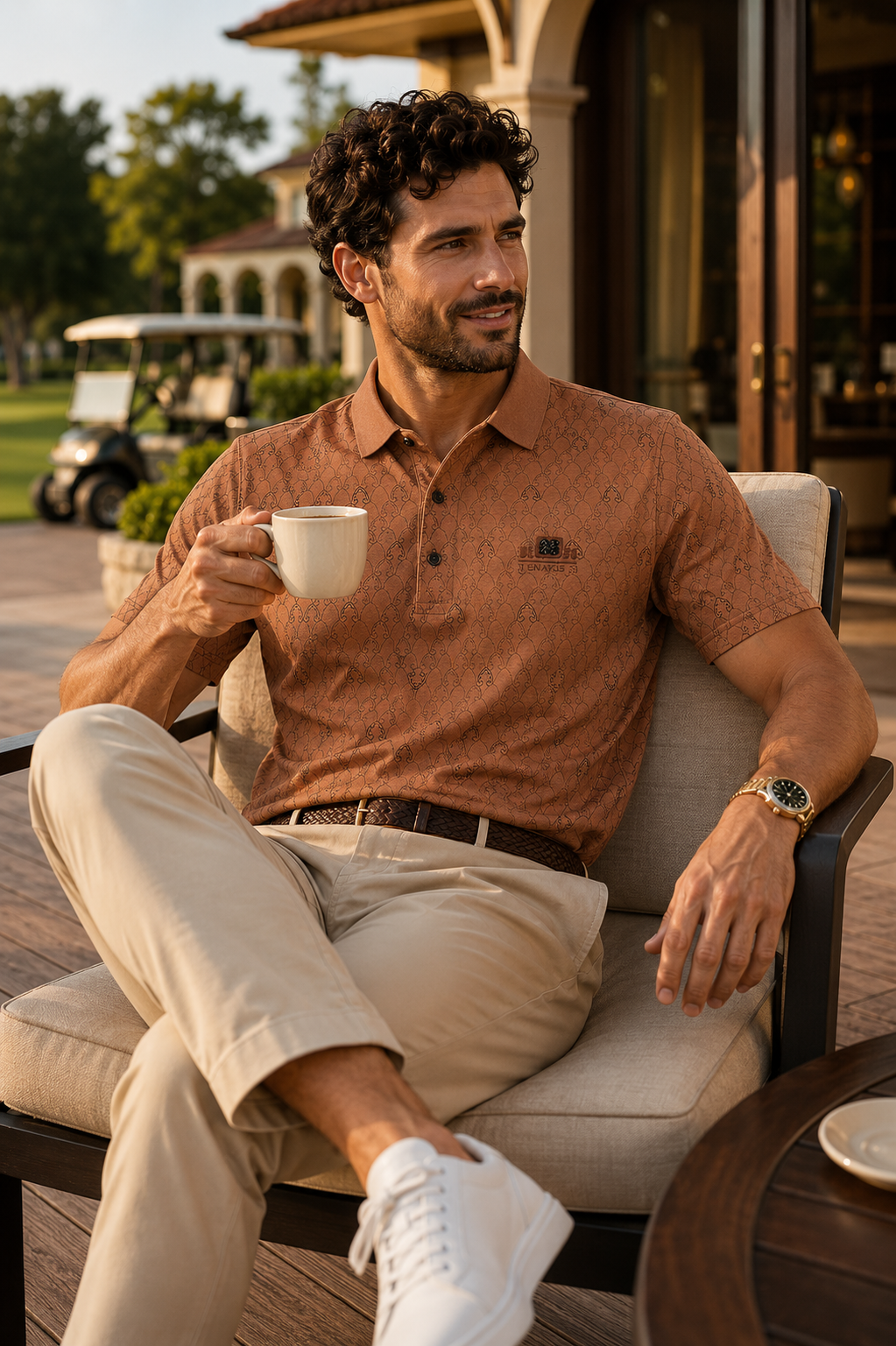 Teal Textured Slim-Fit Polo