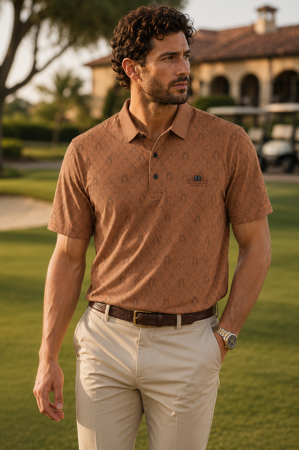 Teal Textured Slim-Fit Polo