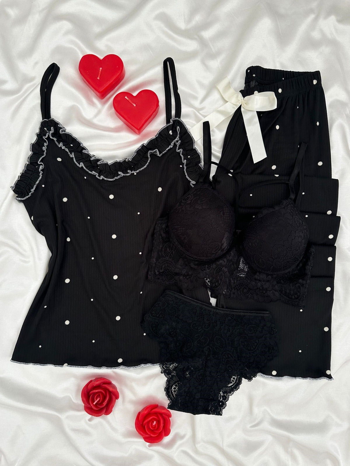 Black Polka Dot Pajama Set
